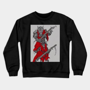 Bear Monster Playing Flaming Axe Bass Guitar Crewneck Sweatshirt